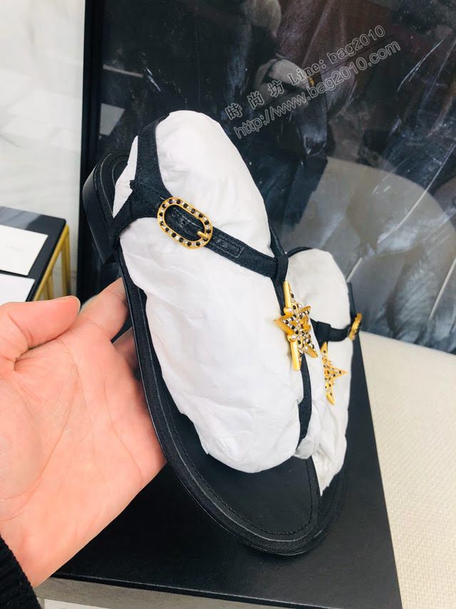 Chanel女鞋 香奈兒2020春夏新款雙c夾趾涼鞋  naq1184